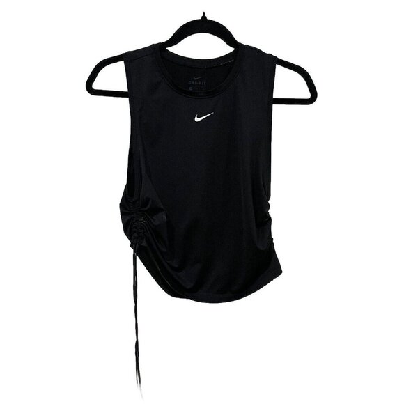 Women’s Nike Black Cropped Scrunched Tee Tank Size Small Logo - Picture 1 of 6